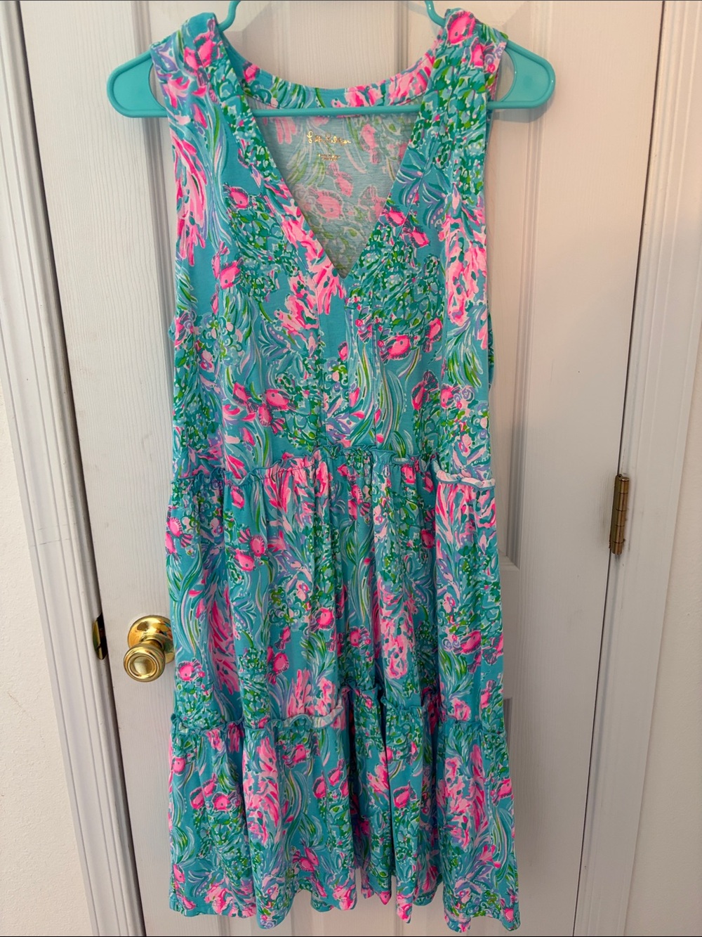Lilly Pulitzer Turquoise Pink Floral Mini Dress